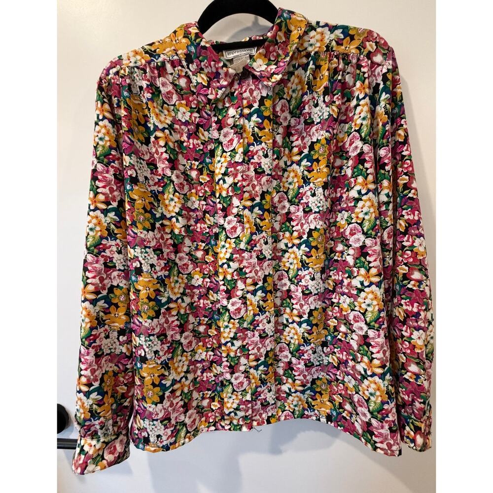 Stunning Vintage Floral Blouse Impressions of California Womens 8